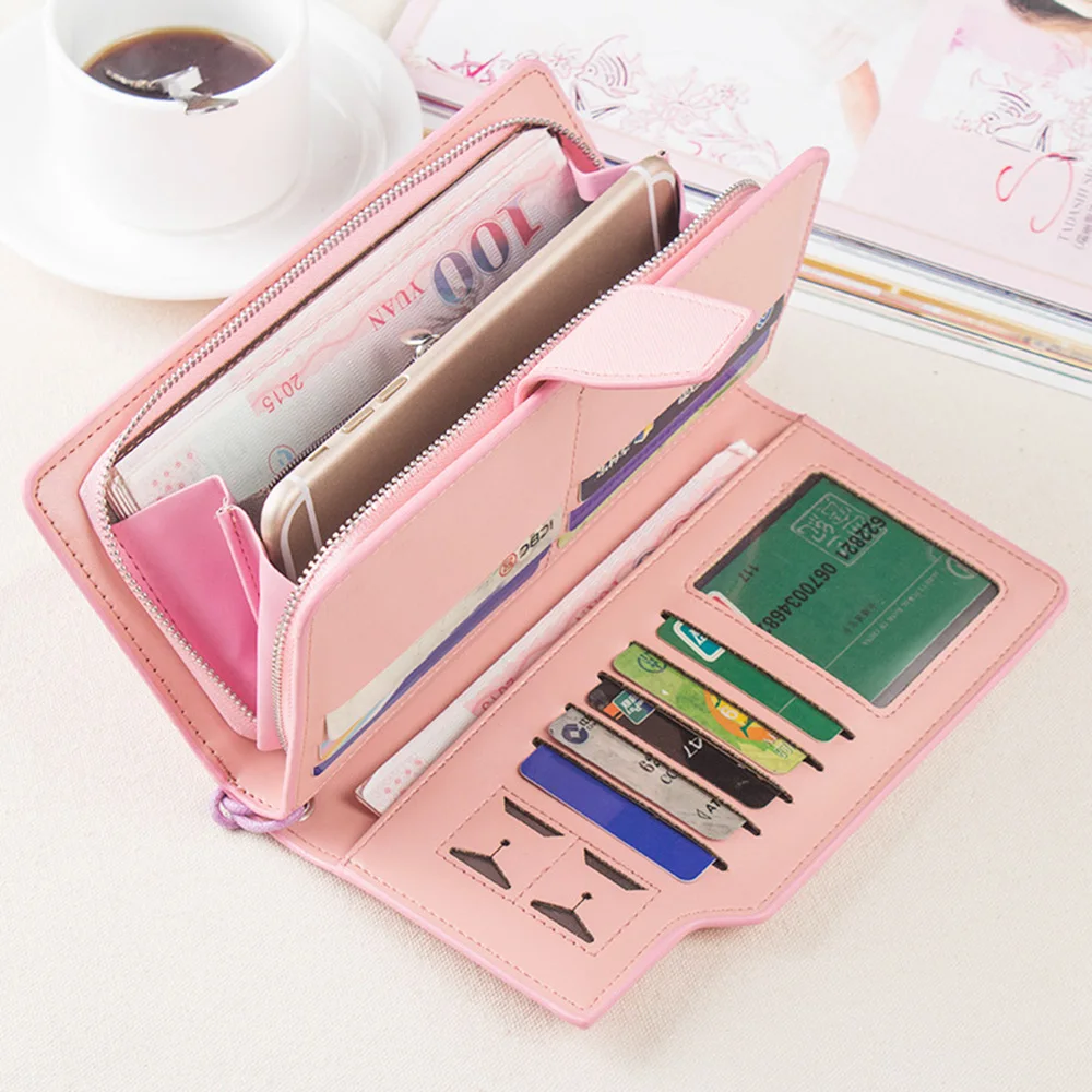 Многофункциональная модная сумка с застежкой для монет, для отдыха, для денег, много слотов для карт, Женский тройной Длинный кошелек, кожаный женский кошелек для путешествий