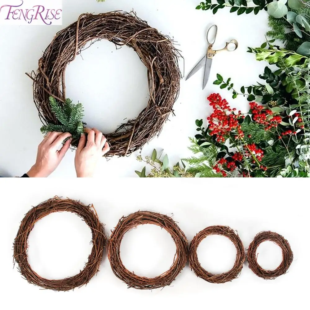 

FENGRISE Natural Rattan Wreath Garland Spring Wedding Decoration Weeding Decoration For Weddings Rustic DIY Decor For Home Party