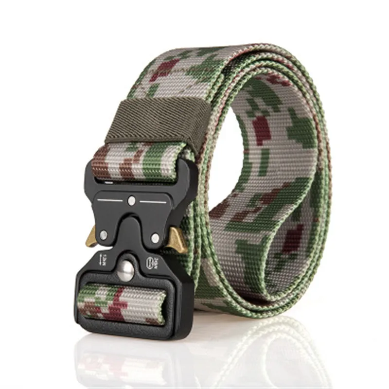 Военный, боевой; нейлоновый металлическая пряжка на ремень Регулируемый армейский быстросъемный охотничий тренировочный Открытый нейлоновый ремень камуфляж 3,8 см - Цвет: City camouflage