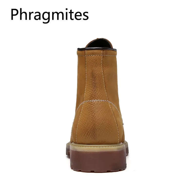 Phragmites/кожаные коричневые мужские ботинки с круглым носком сезон осень зима