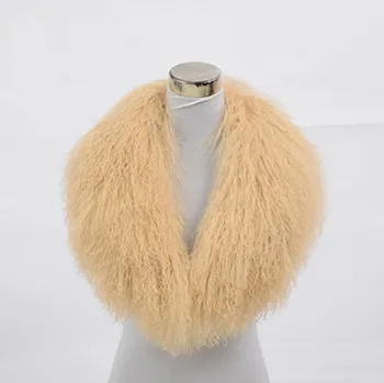 

100% Real Fur Collar Women Long Wool Fur Beach Wool Fur Collar Scarf Scarve Shawl Wrap Light Grey Beige Yollow 95cm*20cm