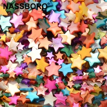 Colori misti madreperla naturale conchiglia stella a cinque punte pentagramma perline circa 39CM Per filo accessori fai da te