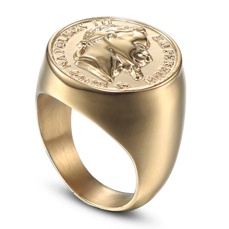 Jing Jiang мужское кольцо подвеска в стиле панк модное ювелирное изделие Золотое круглое кольцо из нержавеющей стали с кубическим цирконием подарки для мужчин в скандинавском стиле - Цвет основного камня: golden