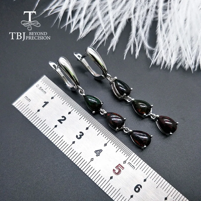 TBJ, длинные серьги, 6ct, черный опал, драгоценный камень, ювелирное изделие, Эфиопский Опал, серебро 925 пробы, хорошее ювелирное изделие для женщин