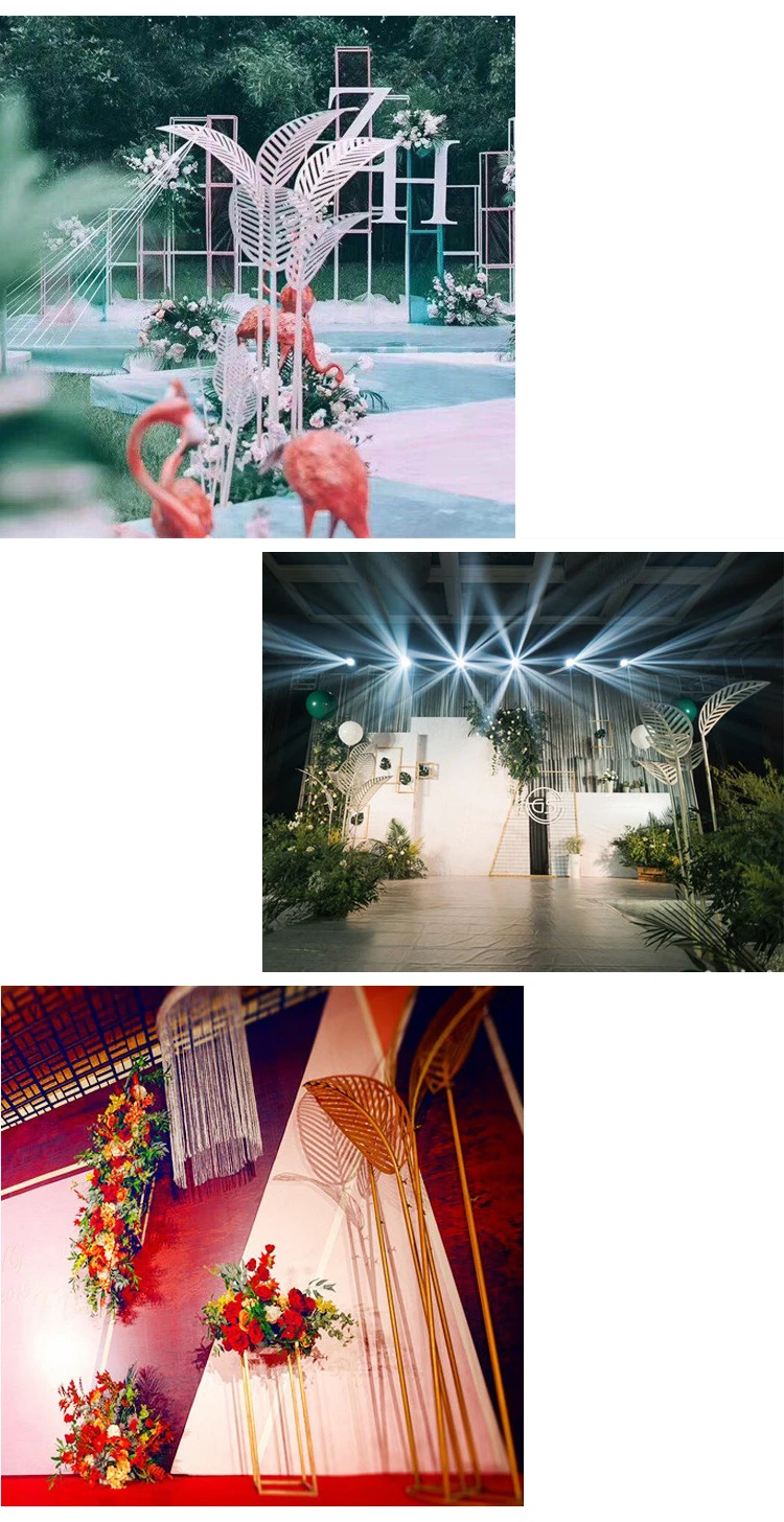 JAROWN New Wedding Props Iron Banana Tree Leaf Free Size Road Lead Wedding Stage Layout Background T Station Decoration  (19)