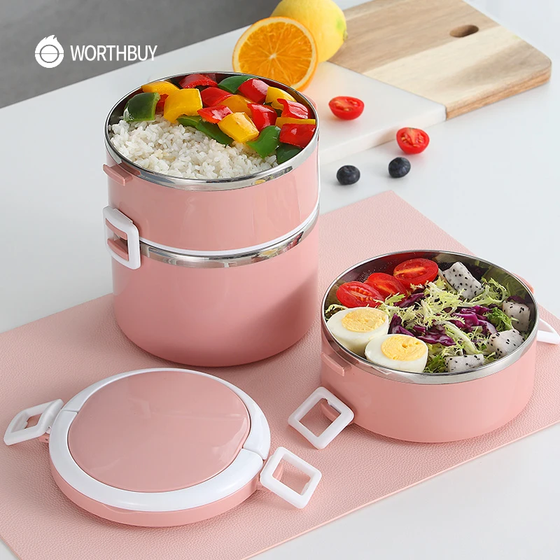 WORTHBUY японский Ланч-бокс, термо-бокс для еды из нержавеющей стали 304, герметичный Бенто-бокс для детей, школьный контейнер для еды