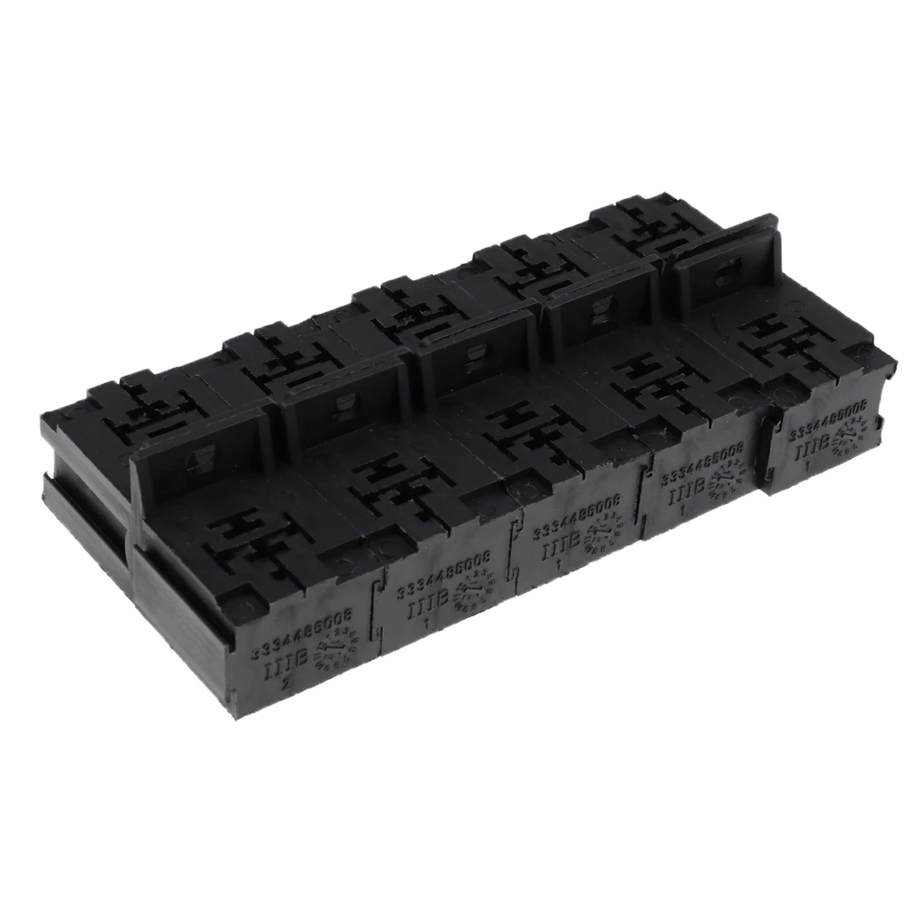 10 Sets Car Truck 30A-80A 5 Pin Relay Connector Socket With 6.3mm Terminals