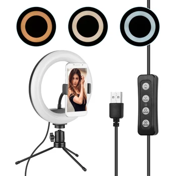 

8 Inch LED Ring Light Fill-in Lamp Light Stand Built-in 2700-5500K Color Temperature with Ballhead Phone Holder for Smartphone