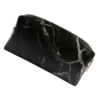 

1Pc Marble Makeup Bag Cosmetic Pouch Travel Storage Bags with Gold Zipper Pencil Storage Case for Lady Makeup Brush Holder-Black