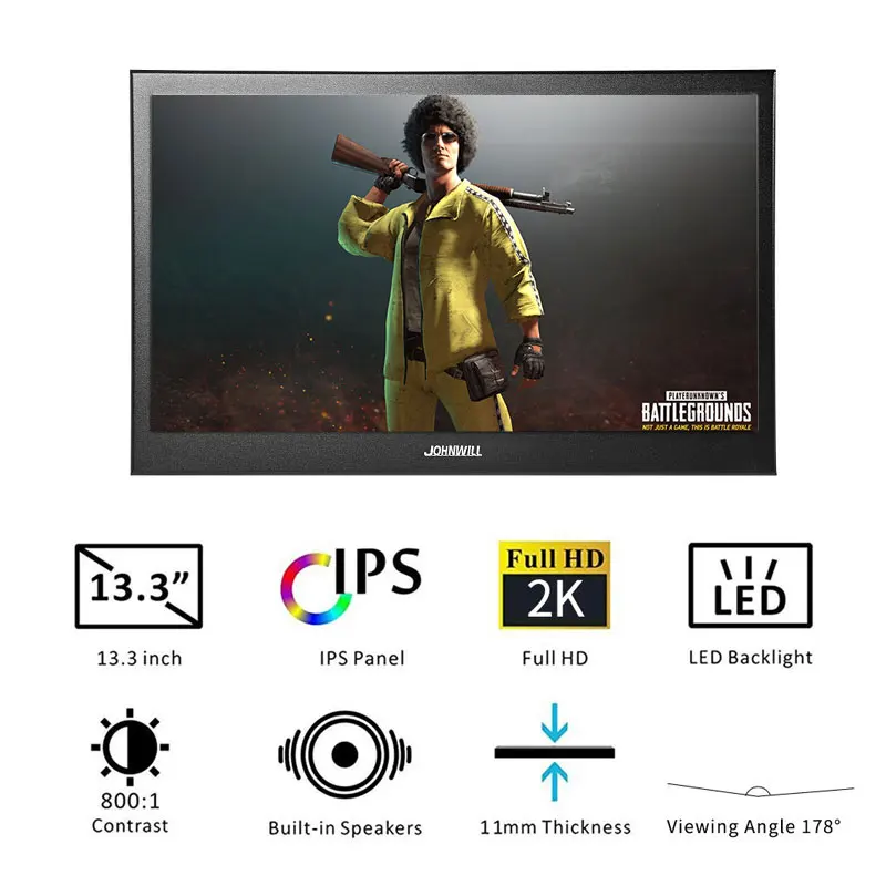 15 6 &quotПортативный сенсорный монитор компьютера ПК HDMI IPS LCD 13 3&quot 2K игровой для PS3 PS4