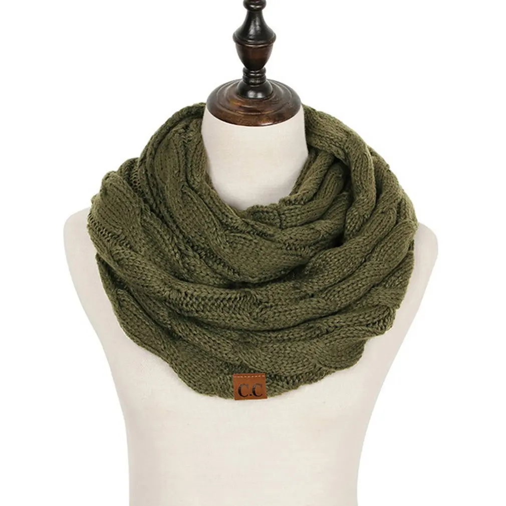 Pickles green Модный вязаный однотонный зимний теплый шарф для женщин, кашемировый снуд для женщин, шарф бесконечность, шарфы, круглый шарф - Цвет: Pickles green