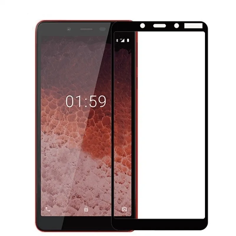 Glass &quotfull coverage&quot for Nokia 1 plus black wipes included protective glass film screen protector smartphone | Мобильные