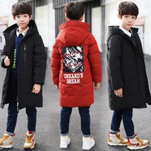 30 градусов, детская зимняя куртка одежда для мальчиков теплый пуховик, хлопковая куртка детская длинная однотонная верхняя одежда пальто с капюшоном для больших мальчиков, TZ444