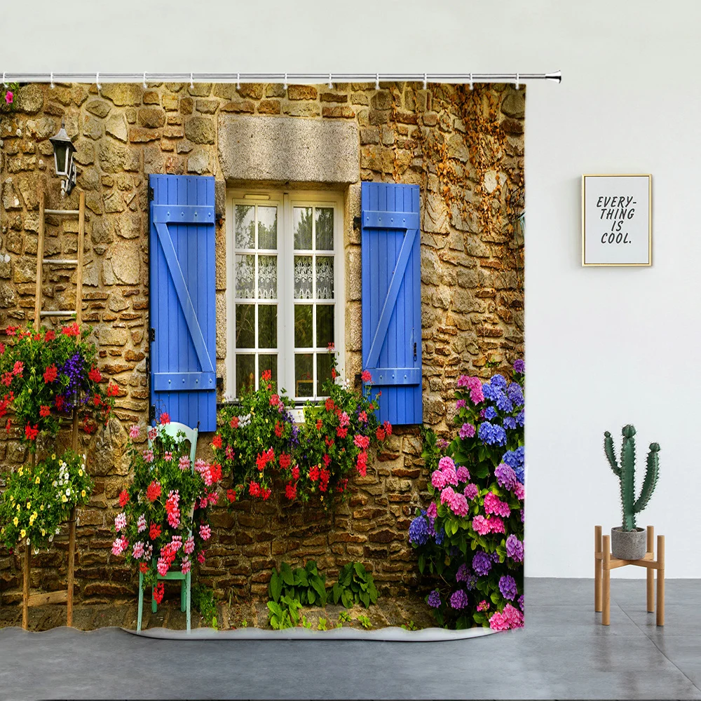 3D European Rural Town Street Landscape Printing Shower Curtain For Bathroom Curtains Waterproof Polyester Home Decor With Hooks