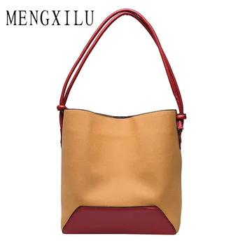 

Retro Women Bags New Designer Frosted Handbags for Female Quality PU Leather Bucket Shoulder Bag Large Capacity Messenger Bag
