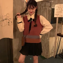 Лоскутный узор, винтажная повседневная одежда без рукавов, Универсальная Мода, свободные, для колледжа, в консервативном стиле,, женский жилет, топы