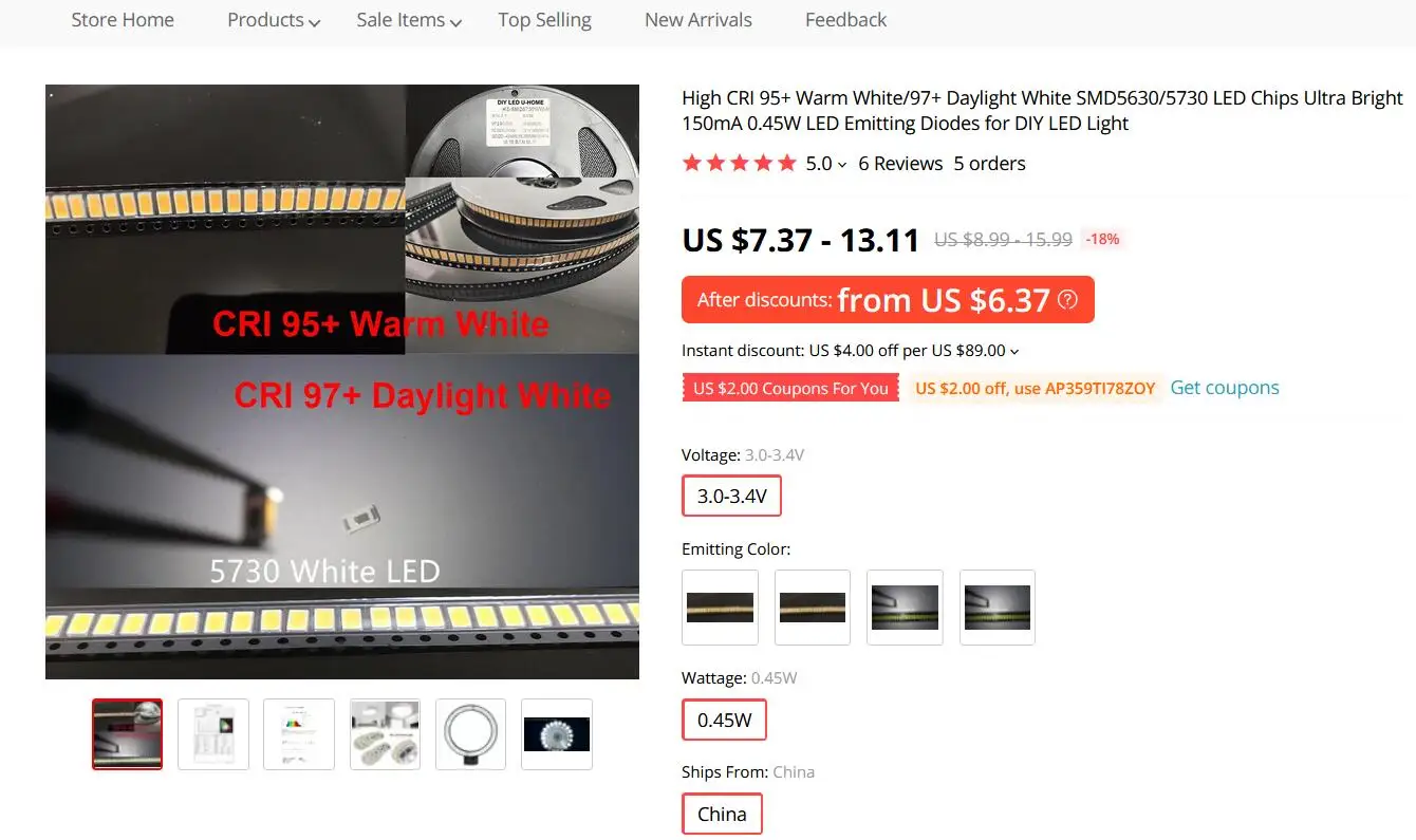 DIY LED U-Home High CRI Ra 97 SMD5630 LED Strip Light Daylight White 5600K 