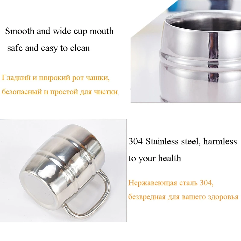 New-410Ml пивная чашка из нержавеющей стали кружки для отдыха на природе Западный чай кофейная чашка с ручкой Изолированная портативная чашка для воды Drinkwar