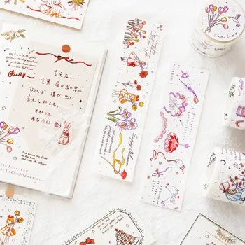 

1pcs Cartoon Girl Rabbit Bear Washi Masking Tapes Decorative Adhesive Stickers Kawaii Scrapbooking DIY Paper Japanese Stickers