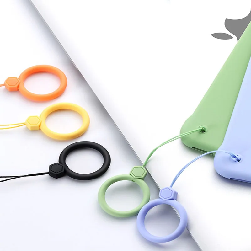 Lanières De Téléphone Portable 2 En 1, Sangle De Téléphone En Silicone, B-noir, Lanière