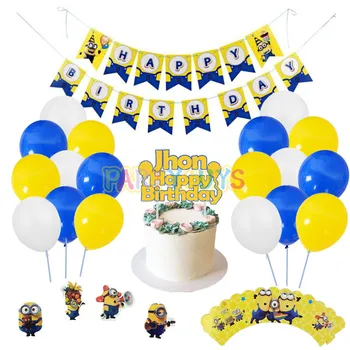 

39pcs Me Minions Theme Birthday Party Decorations Kid Laxtex Balloon Warpper Banner Custom Personalized Cake topper Party Favors