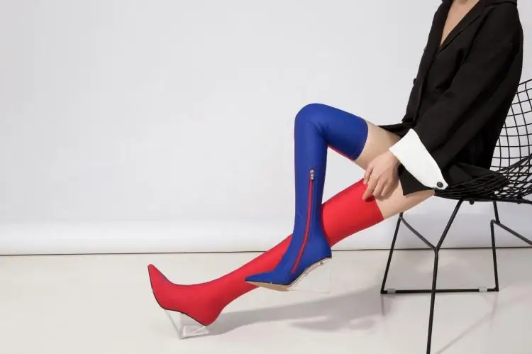 Женские эластичные сапоги до бедра; Bota Feminina; осенние сапоги на высоком каблуке; Botas Mujer; женские Сапоги выше колена; Botines Mujer; ; большие размеры