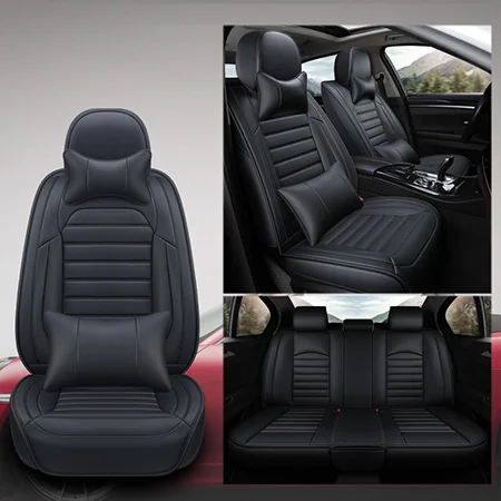 Кожаные автомобильные чехлы для сидений hyundai solaris tucson creta getz i30 i20 accent ix35 аксессуары чехлы для сидений автомобиля - Название цвета: Black Luxury