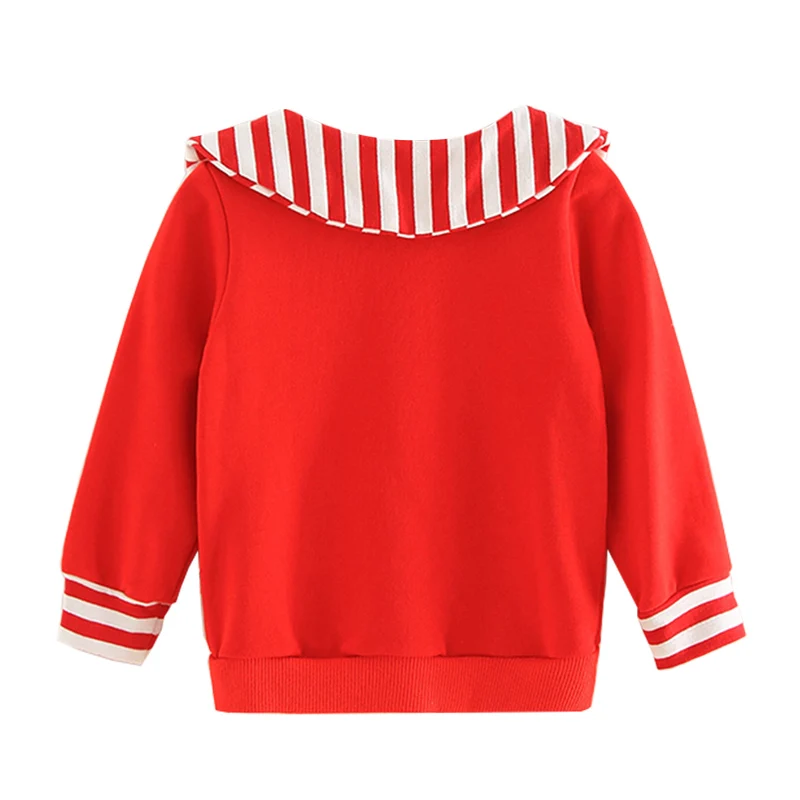 От 2 до 8 лет зимняя одежда для малышей милые толстовки в полоску с длинными рукавами для маленьких девочек красное повседневное хлопковое пальто с капюшоном теплая одежда
