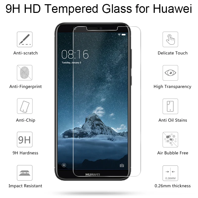 

Hard Front Film for Huawei Y3 Y5 Y7 Prime 2018 Explosion-proof Toughed Phone Protective Glass for Huawei Y3 Y5 Y6 Pro 2017