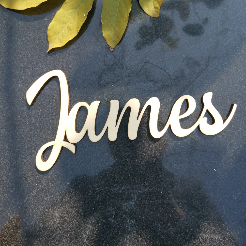 Personalized Wood Name sign Baby Child Family Script Nursery Wall Decor,Custom Children Name table sign Wall Decor Wooden Letter (2)