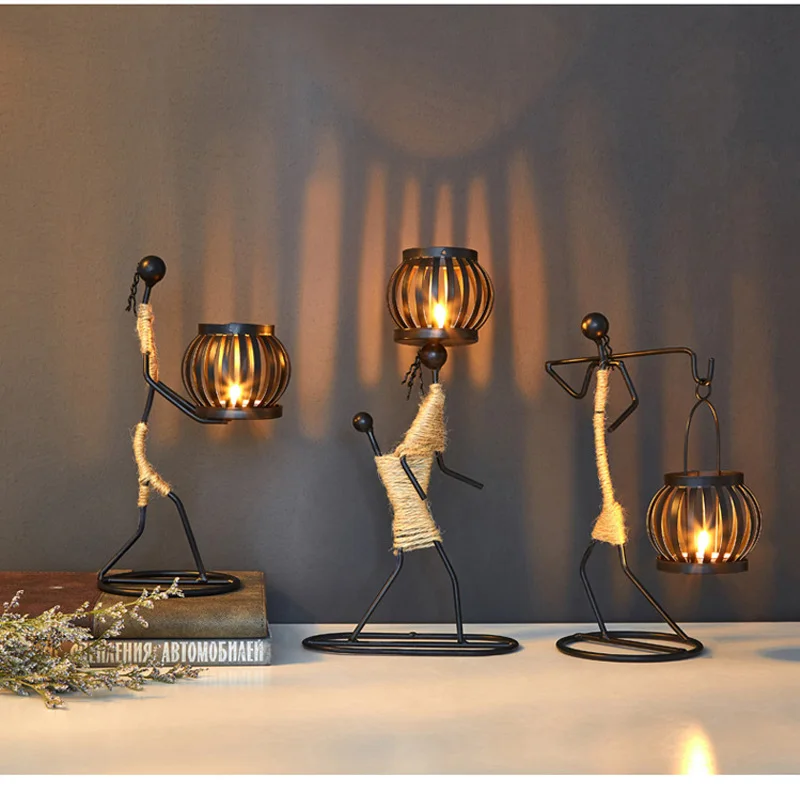 Weeding Metal Ornaments Crafts  Home Decoration Candle Holder Candlestick Decor Handmade Miniature Figurines Art Gifts