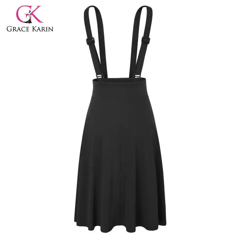 Grace Karin Женская винтажная ретро юбка однотонная расклешенная трапециевидная юбка на подтяжках юбка-сарафан Модная элегантная женская юбка