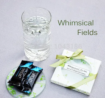 

Free shipping Wedding favours Whimsical Fields Spring Leaf glass Coaster set door Gift, event Souvenir, party Favor100set