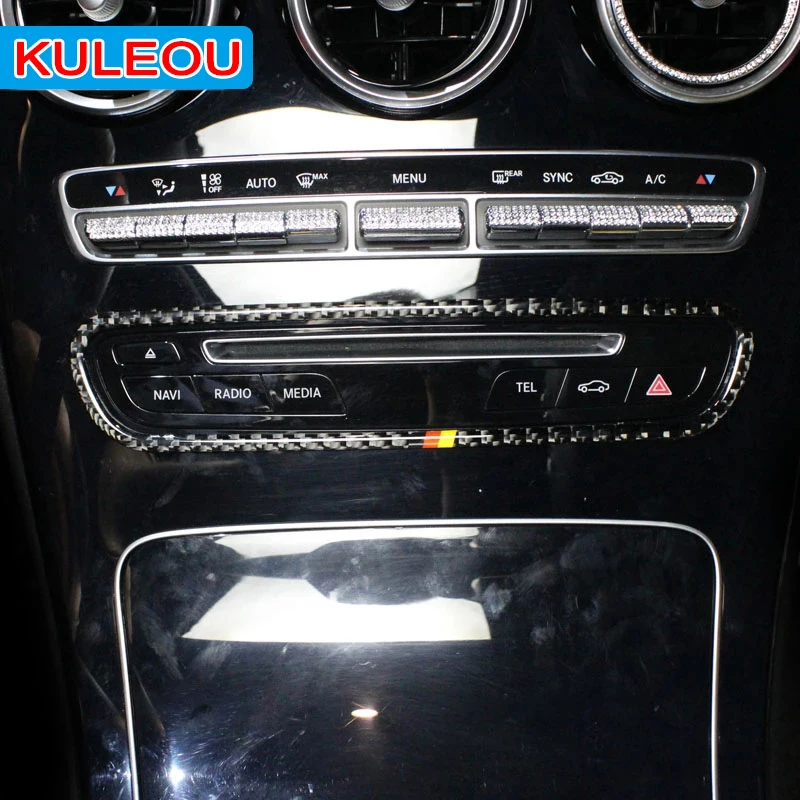 Карбоновая Центральная рамка CD для автомобиля консоли отделка Mercedes C Class W205 C180 C200