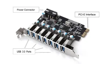 

PCI-E Hub Expansion Card 7Port USB 3.0 4Pin Power Supply Supports USB Sxpansion Card Adapter For Desktop PC