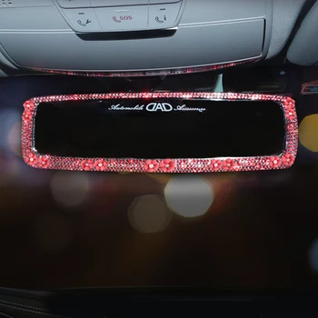 

Flowers Rhinestone Car Rearview Mirror Assessoires Decor Charm Crystal Rear View Mirror Covers Ornament Car Interior for Women