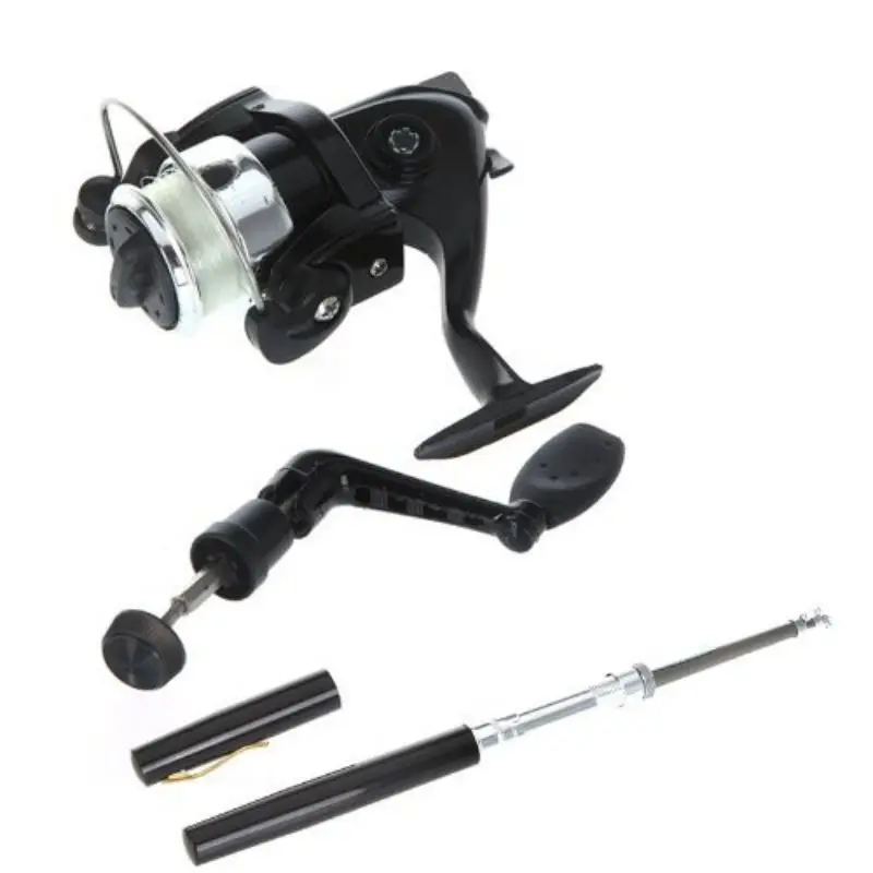 Fishing Rod Reel Line Combo Shape Super Short Telescopic Pole Mini Spinning Wheel Wire Fishing Tackle Rod Combo