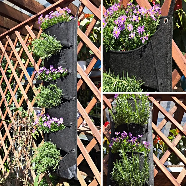 Aivy 1Pc107X30Cm 6 Zsebek Függőleges Kerti Ültetvényes Falra Szerelt Virágnövény Táska Udvari Iroda Otthoni Dekoráció - Image 4
