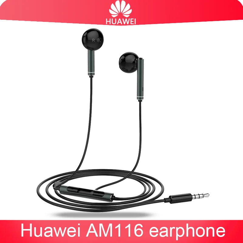 

Original Huawei AM116 Wired Earphone 3.5mm plug Earphone AM116 Upgrade Metal body HD mic Original Huawei Earbuds For Android IOS
