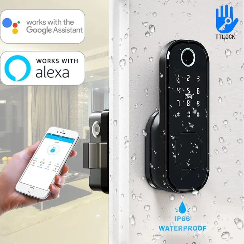 Wi-Fi tt замок приложение bluetooth отпечаток пальца Замок обода смарт-карта цифровой ключ батарея электронный дверной замок для дома