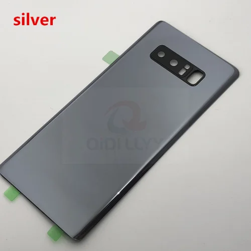 Серебристый Для SAMSUNG Galaxy Note 8 N950 N950F Задняя стеклянная крышка батарейного отсека задняя дверь корпус чехол для SAMSUNG Note8 Задняя стеклянная крышка - Цвет: Серебристый