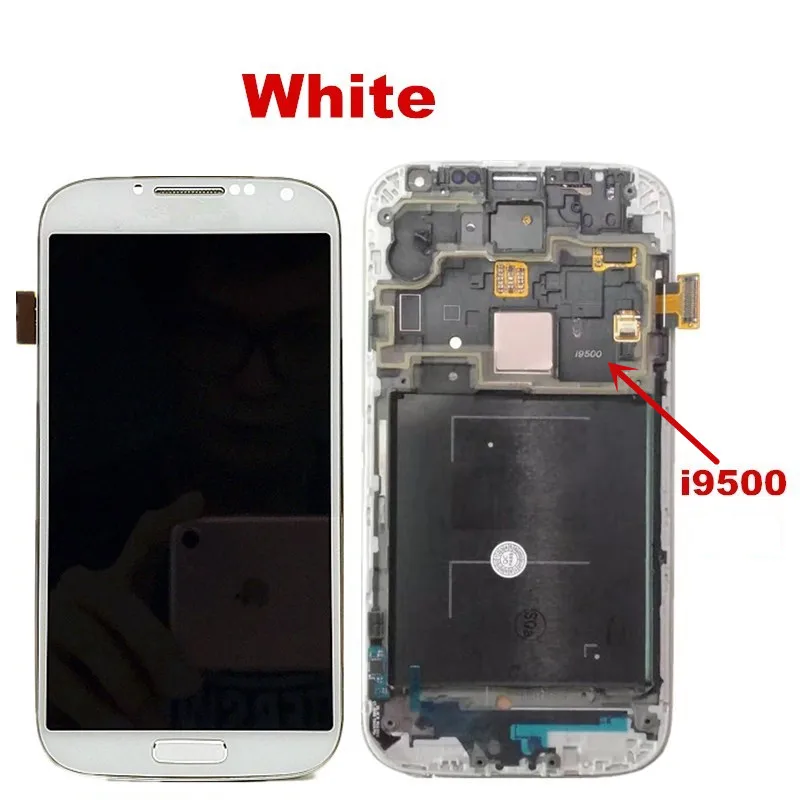 i9500 White .... Высокое Качество 5," lcd для SAMSUNG Galaxy S4 lcd дисплей с рамкой i9500 i9505 i9506 кодирующий преобразователь сенсорного экрана в сборе Замена - Цвет: i9500 White ....