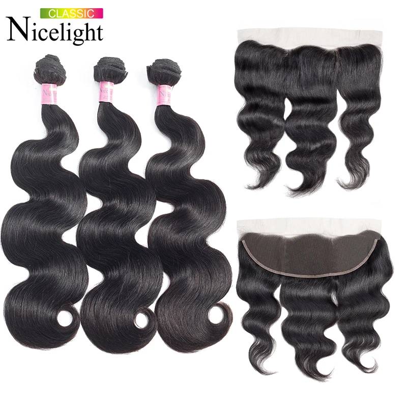 

Body Wave Bundles With Frontal Peruvian Hair Bundles With Frontal 13X4 Lace Closure Nicelight Bodywave Bundles With Frontal