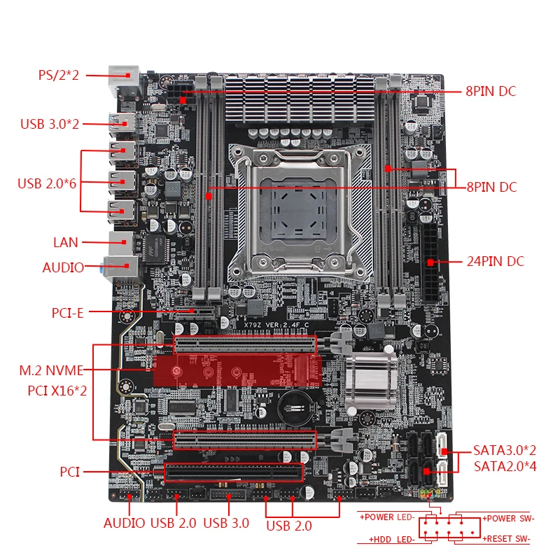 X79 LGA 2011 комплект материнской платы atx с процессором Intel Xeon E5 1620 16G(2*8G) DDR3 REG ECC RAM M.2 NVME