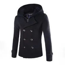 Зимняя шерстяная куртка, Мужская Толстая теплая двубортная куртка с капюшоном и молнией, модная мужская куртка размера плюс, более размера d