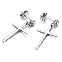 Charming Fashion Punk Gothic Stainless Steel Stud Earring Cross Pendant Cartilage Earrings For Cool Women Girl Gifts 1