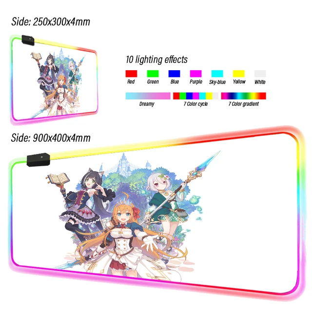Anime Princess Link Big Breast Girl Rgb Gaming Mouse Pad Computer Led Gamer Large Re Dive Pad Usb For Pc Desk Mat Support Diy Mouse Pads Aliexpress