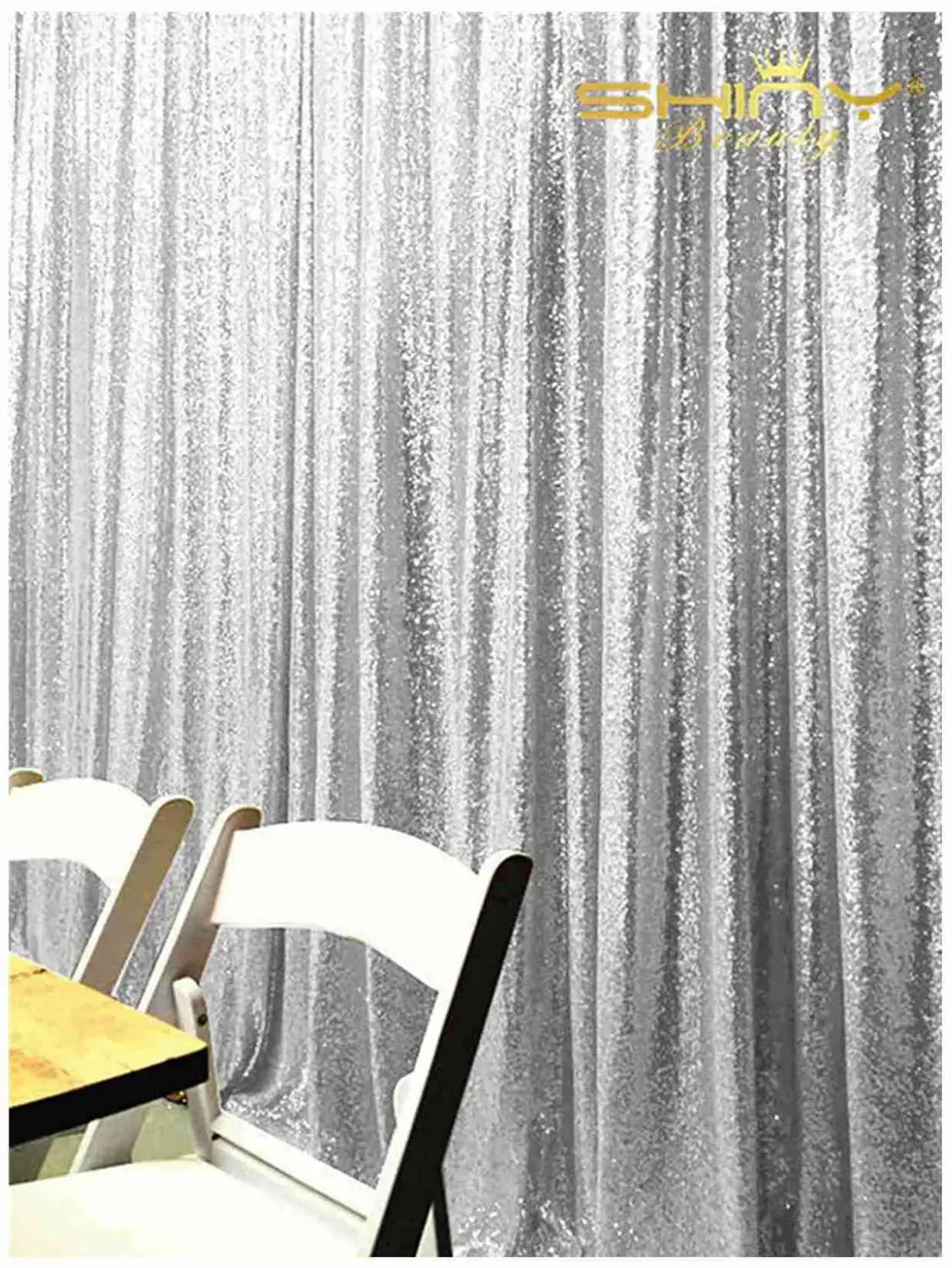 

Shinybeauty Silver Christmas Photo Background Fabric Backdrop Party Decoration Curtain-M190726