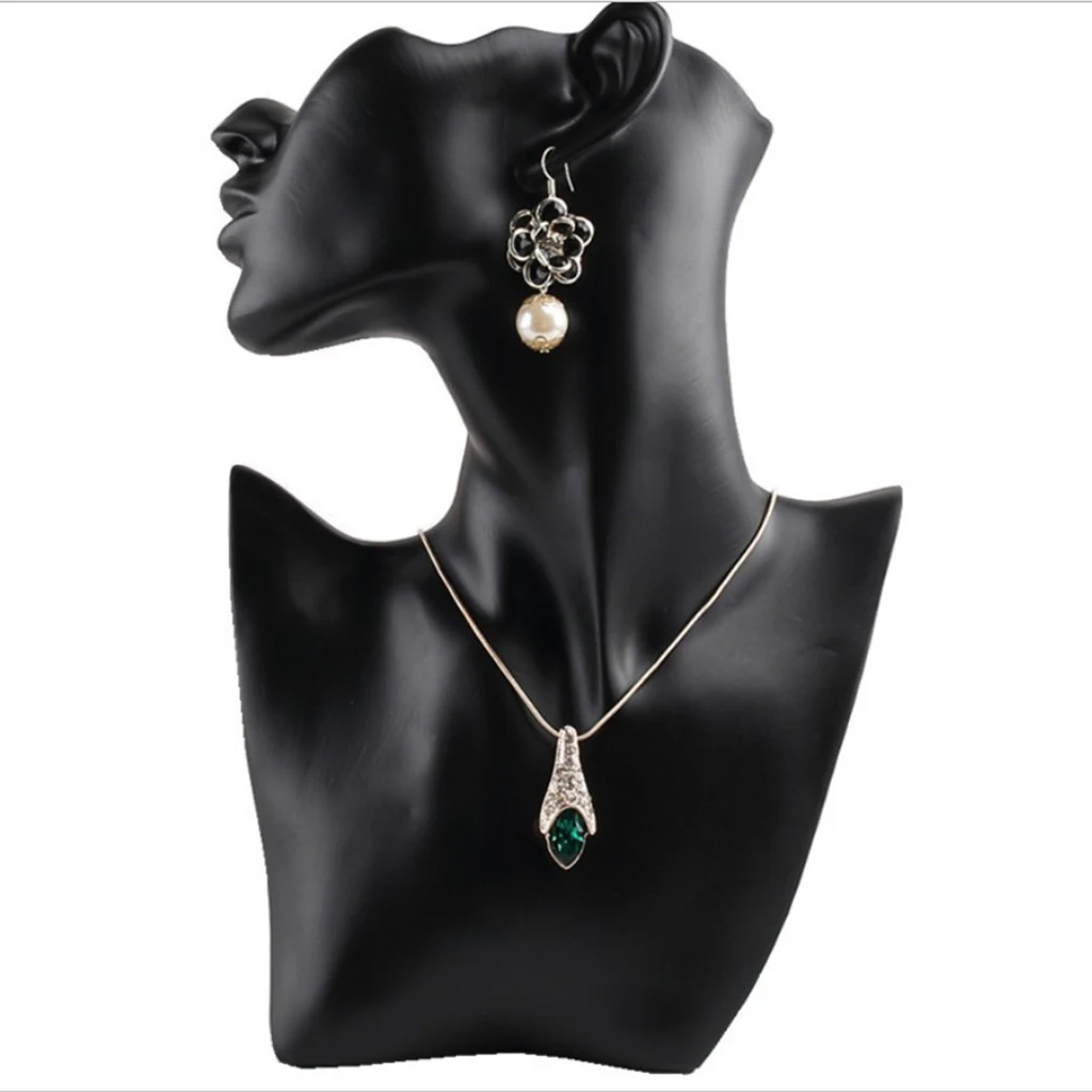 Necklace and Earring Bust Jewelry Display, Resin/Velvet, Female Mannequin