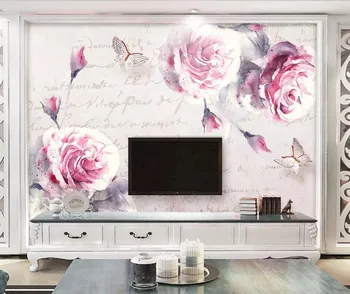 

CJSIR Custom Wallpaper American Warm Hand-painted Sweet Flower Butterfly TV Background Wall Living Room Bedroom 3d Wallpaper